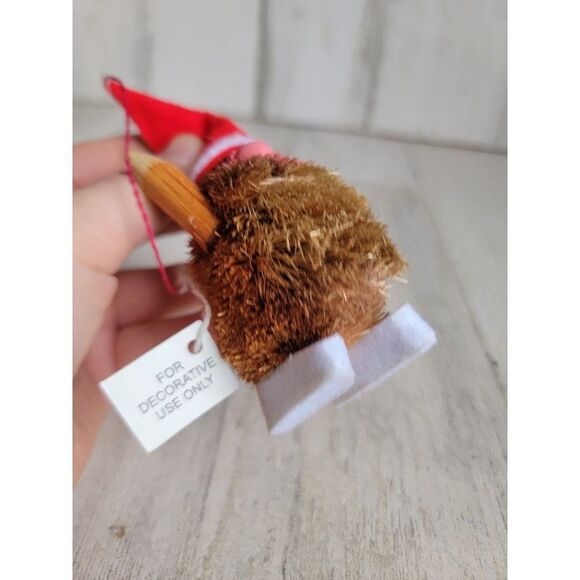 Bristle brush gnome Santa hat ornament Xmas - Picture 5 of 6